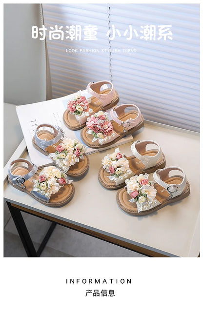 Summer Sandals New Fashion Simple Girl Shoe Flower Versatile Lightweight Flat Kid Shoes Anti Slip Comfort Soft Princess Shoes