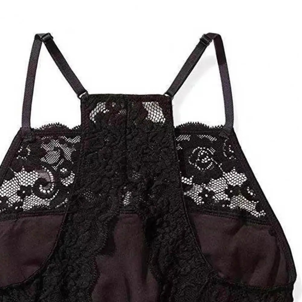 Summer Embroidery Flower Lace Tube Top Halter Backless Bandeau Bra Breathable Perspective Thin Women Underwear