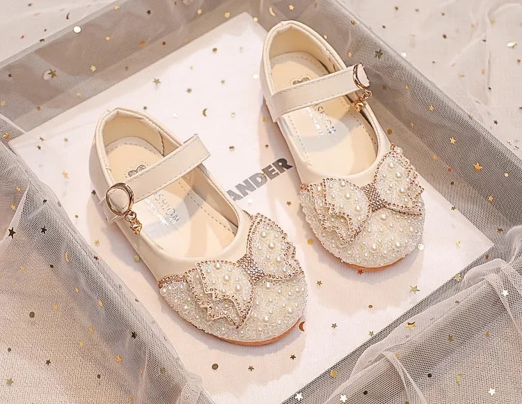 Children Princess Shoes Glitter Party Wedding Shoes for Girls Fashion Rhinestone Toddlers Ballet Flats Causal Kids Leather Shoes