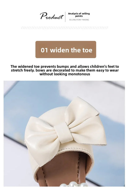 Girls' Sandals and Children's Princess Shoes 2026 Spring New Arrival for Girls Student Rhinestone Bow Performance Shoes