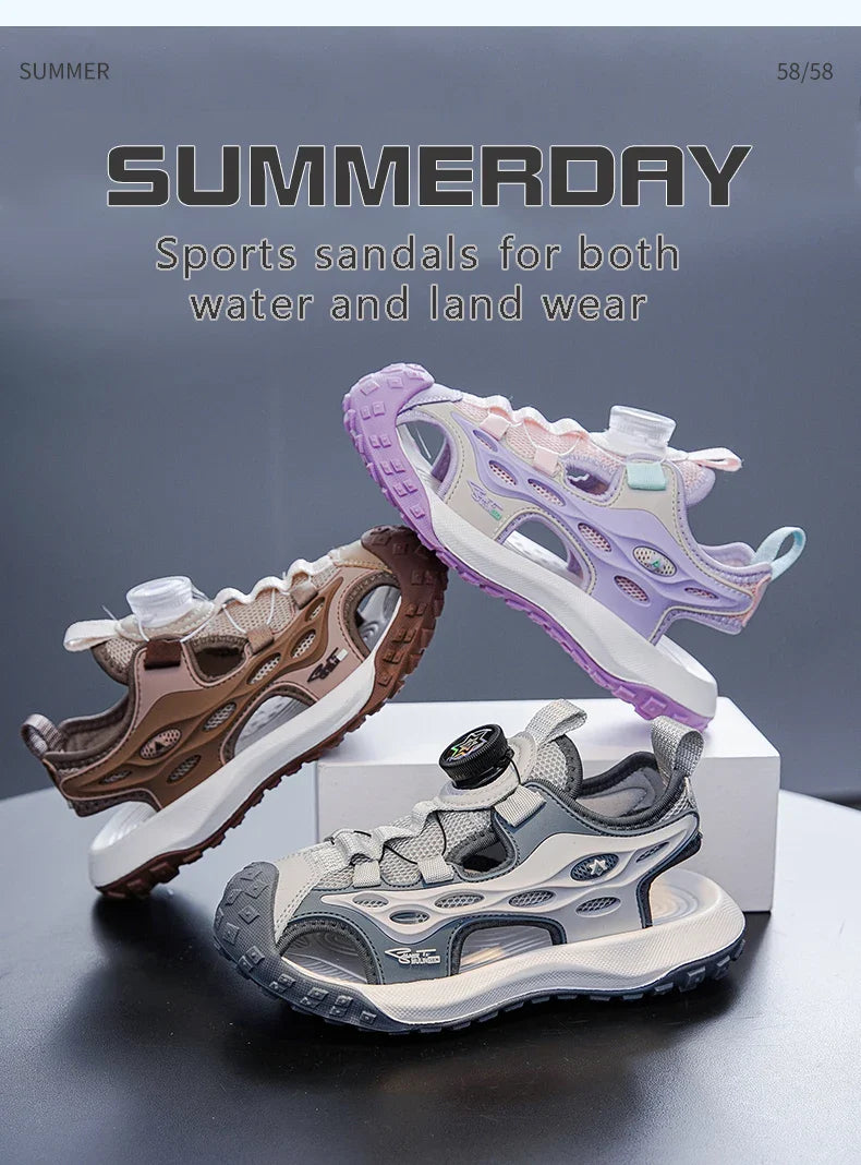 Kids Summer Shoes Girls Outdoor Protecting Toes Beach Sandal Water Shoes Casual Pink Non-slip Children Shoes Breathable Boys