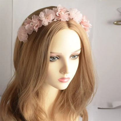 Advanced Handmade Flower Girls Headbands Cute Pearl Feather Wedding Crown Princess Dance Party Headwear Fashion Hoop Accessories