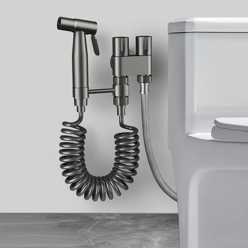 Handheld Toilet Bidet Faucet Sprayer Stainless Steel Bathroom Bidet Spraye Set Hand Sprayer Shower Head Self Cleaning No Punch