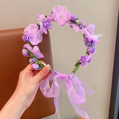 Sweet crowns for bouquets Headband For Kid  Forest Style Hairbands Girl butterfly flower crown Hair Band Flower headpiece