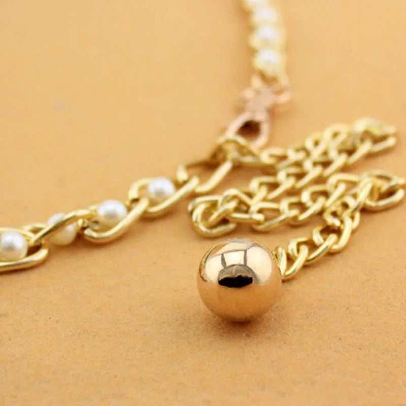 Women's Dress Accessories Waist Chain Metal Chain Solid Pearl Versatile Apparel Accessories Pearl Thin Waist Belts