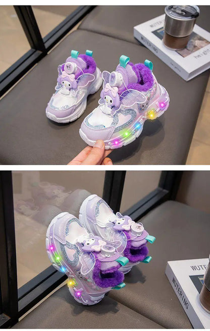 Sanrios Girls Sneakers My Melody Winter New Style Cotton Boots Cartoon Fashion Sports Casual Shoes Kawaii Cute Kids Cotton Shoes