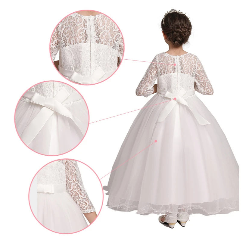 Baby Girl Princess Dress for Party Ball Gown Wedding White Dresses Kids Christmas Bridesmaid Costume Girl Birthday Party Dress