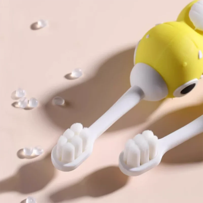 Cartoon dinosaur children's cute toothbrush, baby specific anti poke ultra-fine soft bristled toothbrush