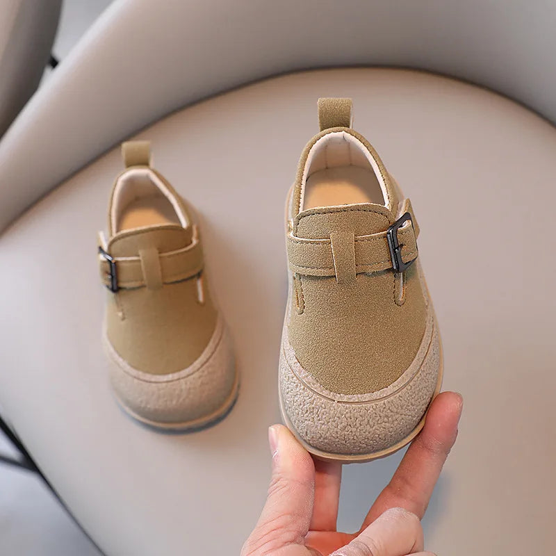 Kids Casual Shoes Round Toe Soft Sole Toddler Shoes Spring Autumn New Non-slip Children Leather Shoe Vintage Baby Walking Shoes