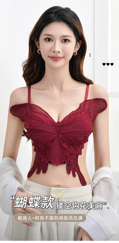 Sexy Butterfly Lace Bras For Women Backless All-in-one Bralette Woman Underwear Female Lingerie Flower Hollow-out Bra Brassiere