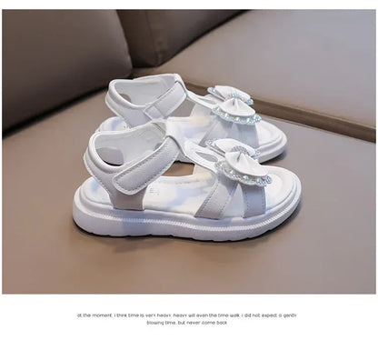 Girls Baby Bow Sandals Summer New Versatile Anti Slip Outdoor Student Princess Sandals Sweet Fashion Summer Kids Beach Sandals