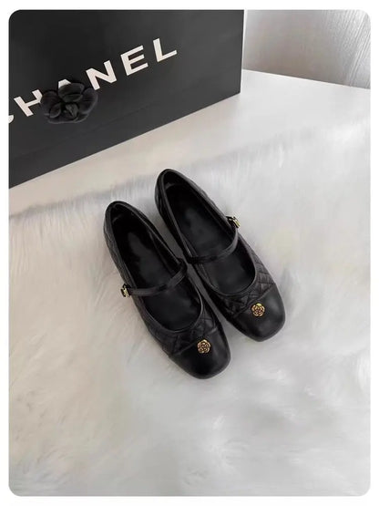 Spring and Autumn temperament commuting shallow mouth single shoe square toe Mary Zhen single shoe women
