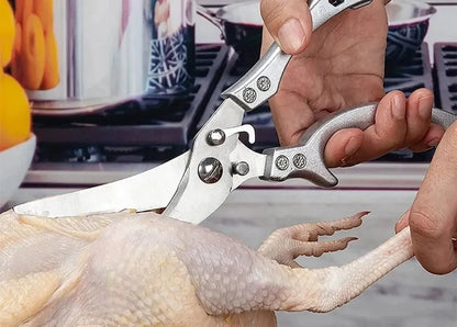 Stainless Steel Kitchen Scissors MultiFunction Chicken Bone Scissors for Cutting Fish Meat Vegetables Effort-Saving BBQ Scissors