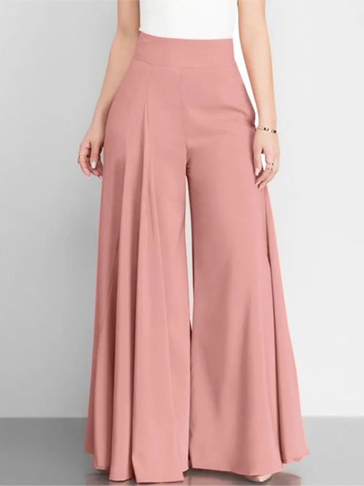 Fashion Women High Waist Wide Leg Pants Spring Autumn Female Elegant Flare Trousers Casual Solid Holiday Loose Long Pant New (Available)