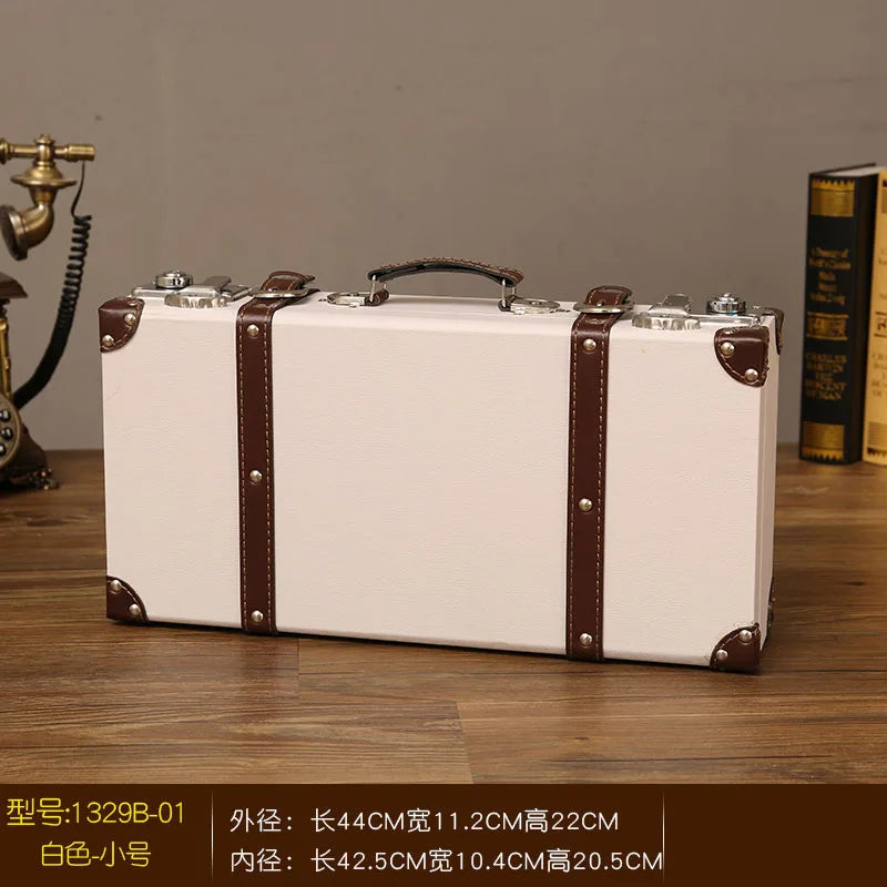 Luxury Vintage Trunk Travel Hand Big Suitcases Leather Luggage Under Bed Clothing Organizer Storage Box Antique Bin Customized
