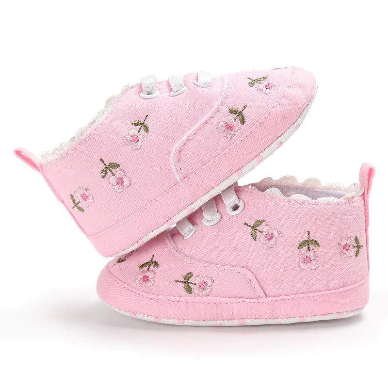 Fashionable Baby Girl Shoes Cute Classic Pink Theme Casual Flat Shoes Soft Sole Comfortable Lightweight Walking Shoes