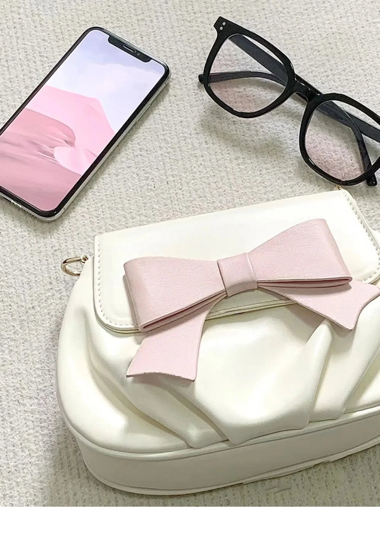 Beautiful Women Bag Bow Small Round Bag Pleated Cloud Bag Soft Versatile Shoulder Messenger Bags
