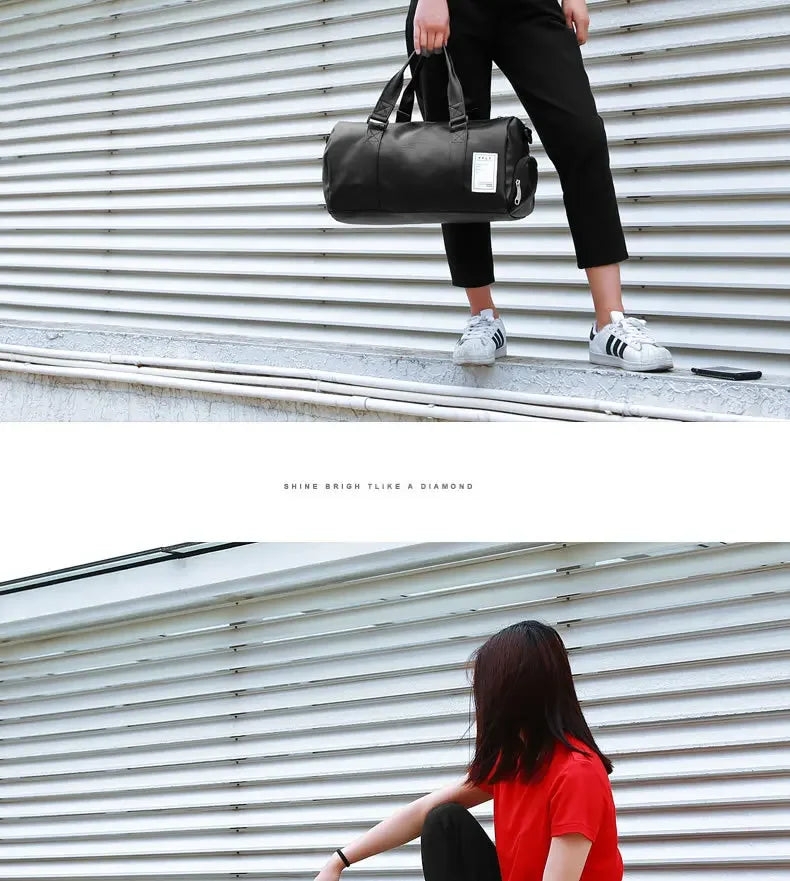 Gym Bag Leather Sports Bags Dry Wet Bags For Men Women  Training for Shoes Fitness Yoga Travel Luggage Shoulder Sport Bag