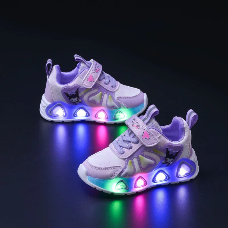 Tenis Children Led Shoe Girls Lighted Sneakers Glowing Shoe for Kids Soft Soled Breathable Casual Toddler Ctue Kuromi Baby Shoes