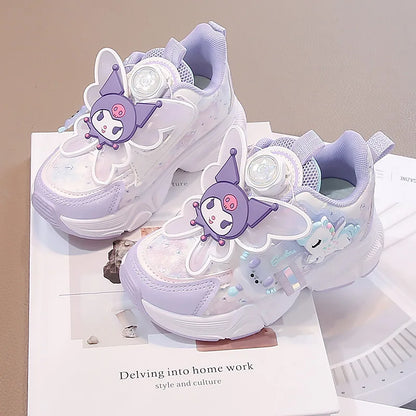 Girls Leather Hook-and-Loop Shoes - Non-Slip Thick Sole Chunky Sneakers Soft Bottom Fashion Casual Shoes for Kids