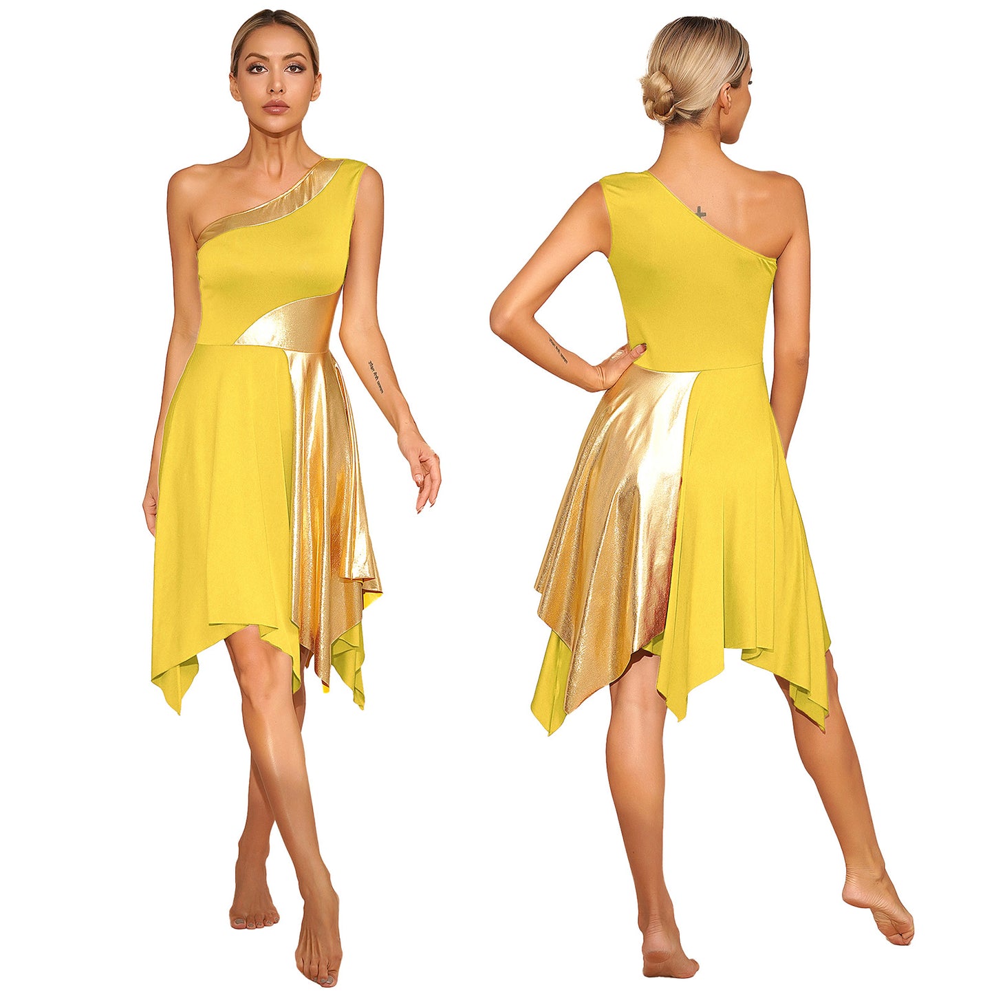 Women Church Choir Worship Praise Dress Modern Lyrical Dance Performance Costume One Shoulder Irregular Hem Dresses Dancewear