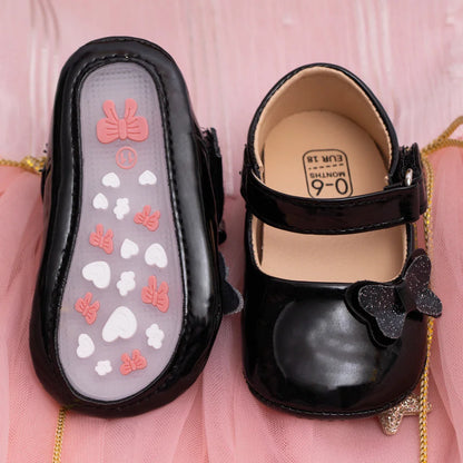 Baby Girl Shoes Newborn PU Leather Bowknot Dress Infants Shoes Rubber Non-Slip Toddler First Walker Baby Shoes Girls