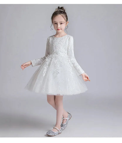 Fashion Flower Girl Dresses for Weddings Lace Long Sleeve Children Bridesmaid Dresses Spring Autumn Girls Party Dress 3-12 Years