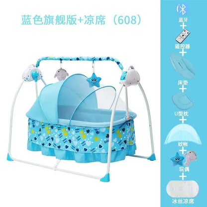 Electric Cradle Bed Multi-Functional Foldable Baby Cradle Newborn Enlarged Sleep Soothing Rocking Bed