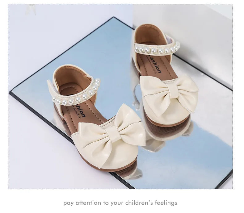 Girls' Sandals and Children's Princess Shoes 2026 Spring New Arrival for Girls Student Rhinestone Bow Performance Shoes