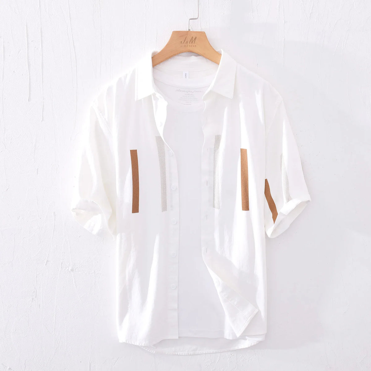 Comfortable Casual Loose Men's ort Sve irt Breathable Polyester Fiber Summer Faionable Japanese Sle Striped irt(Available)