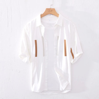 Comfortable Casual Loose Men's ort Sve irt Breathable Polyester Fiber Summer Faionable Japanese Sle Striped irt(Available)
