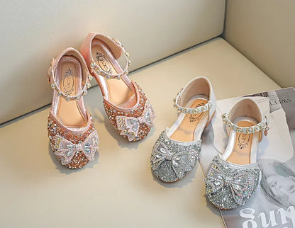 New Children Princess Shoes for Girls Bowtie Glitter Children Baby Dance Shoes Bling Bling Party Casual Toddler Girl Sandals