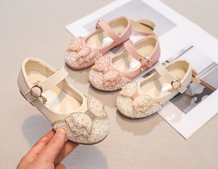 Children Princess Shoes Glitter Party Wedding Shoes for Girls Fashion Rhinestone Toddlers Ballet Flats Causal Kids Leather Shoes