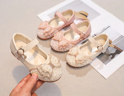 Children Princess Shoes Glitter Party Wedding Shoes for Girls Fashion Rhinestone Toddlers Ballet Flats Causal Kids Leather Shoes