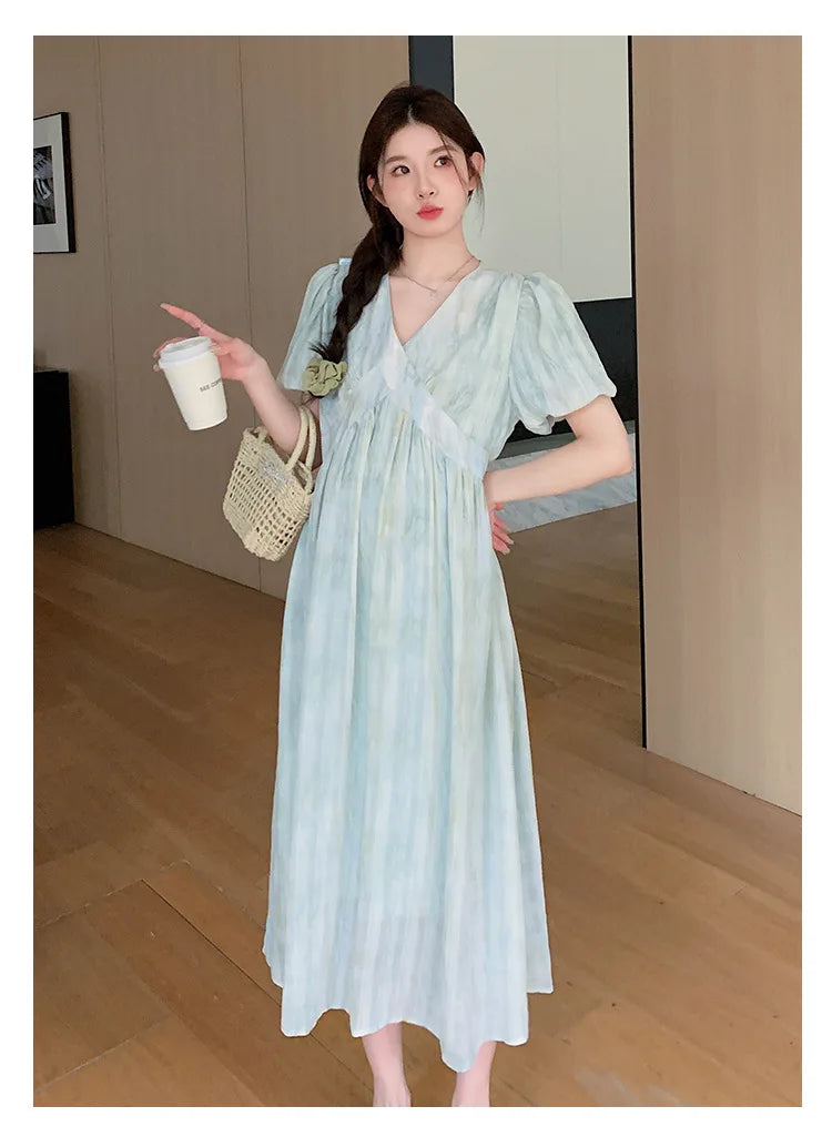 Pregnant Women's Dress Summer 2025 Fashionable Western Style Loose Belly Covering French High Waisted Long Skirt