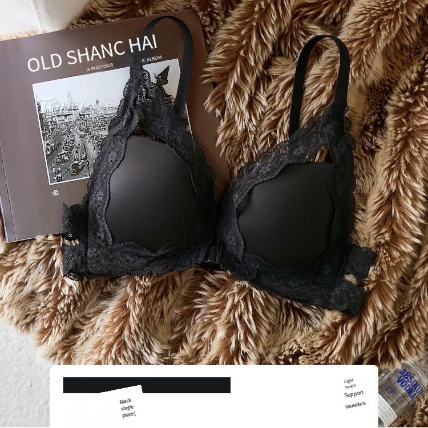 Front button underwear ladies small breasts gathered 2025 spring summer new sexy pure lace white beautiful back bra set
