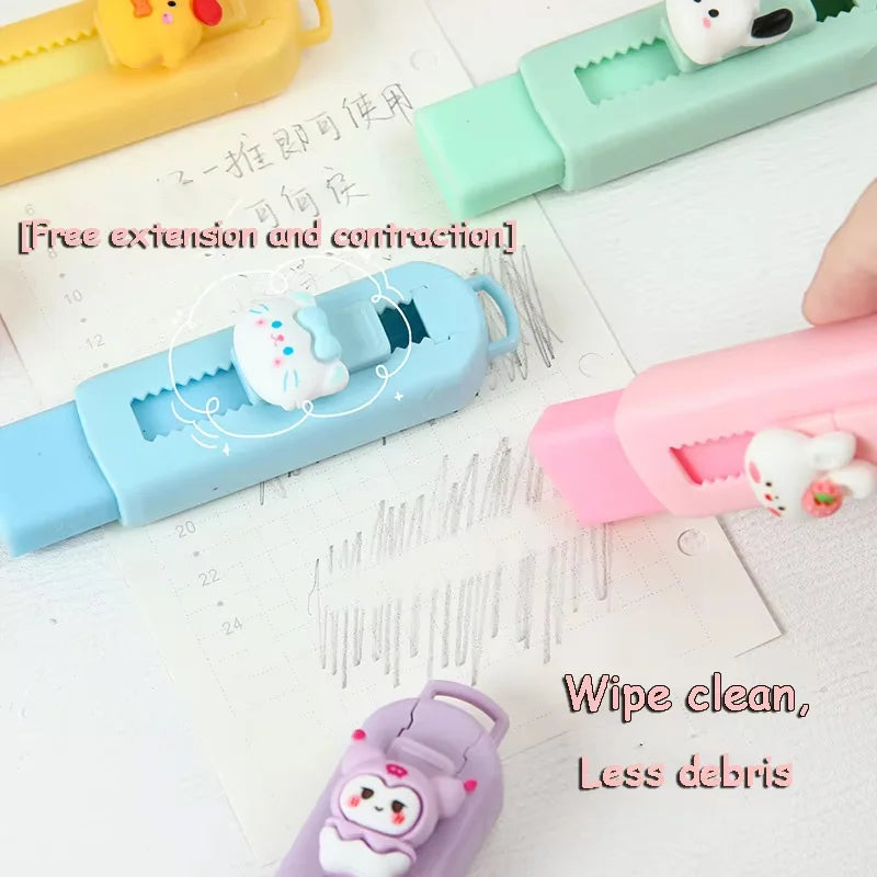 1Pcs Creative Push-pull Cartoon Eraser Macaron Colored Eraser Telescopic Kawaii Children's Pencil Eraser Student Stationery
