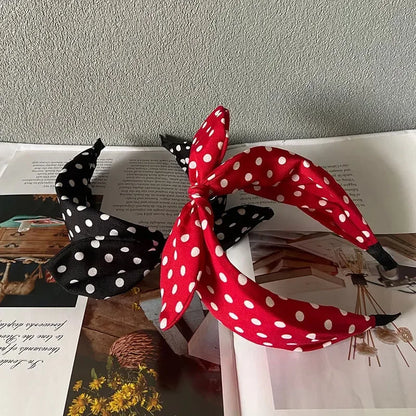 Fashion Hair Accessories Trend Women's Wide Headband Bow Knot Cross Sweet Style Polka Dot Hairband Cute Hoop Headwear