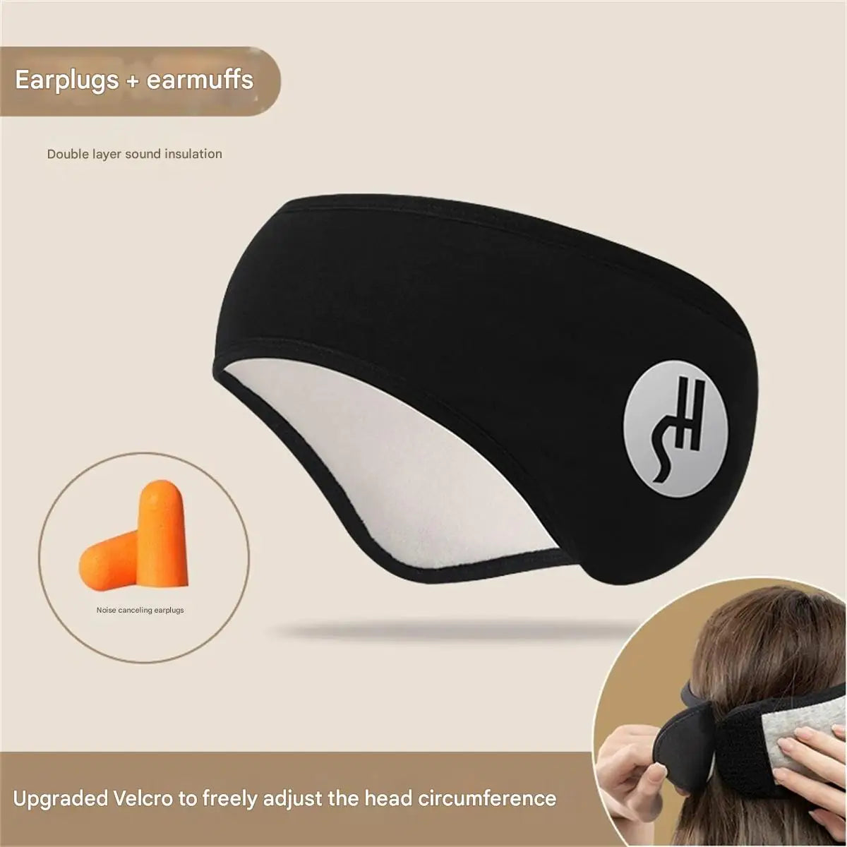 Noise-isolating earmuffs for men and women sleeping and noise reduction in autumn and winter outdoor sports cycling plus velvet