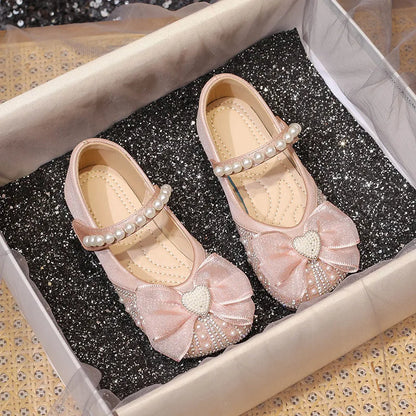 Girls’ Princess-Style Dress Shoes – Faux Leather Mary Janes with Sparkle Accents, Comfortable for Parties & Special Occasions