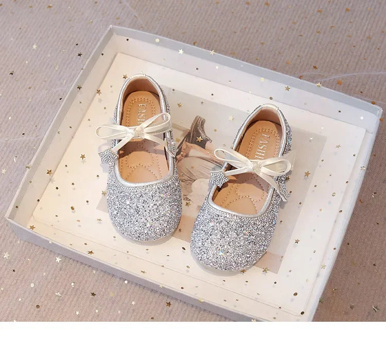 Girls Princess Shoes Round Toes Sweet Bows