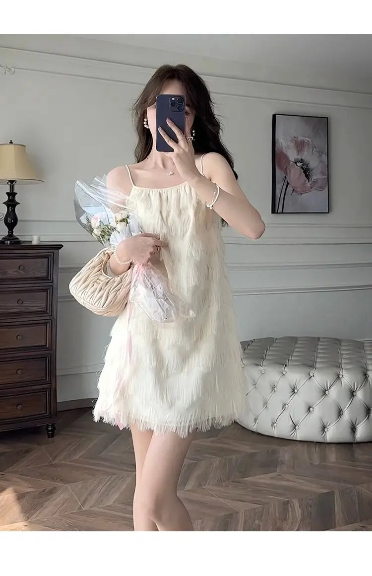 Fringed Dress 2025 Summer Beach Holiday Style A Fringed Women's Suspender Dress