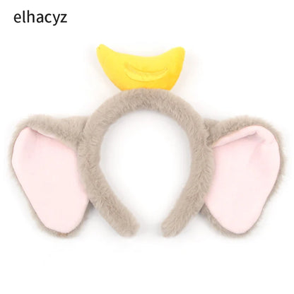 Mickey Mouse Disney Fashion Women Bow Bear Ear Plush Hair Band Cartoon Headband Female Sweet Cute Girls Hairband Hair Accessorie