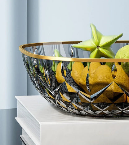 New Household Fruit Bowl Salad Dessert Biscuit Plate Plastic Square Transparent Tray Golden Edge Snack Plates Tableware LIJIAO
