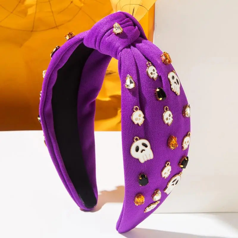 Designer Hair Accessories for Women Featuring Skull, Letters, Diamonds, and Rice Beads, Halloween Styling