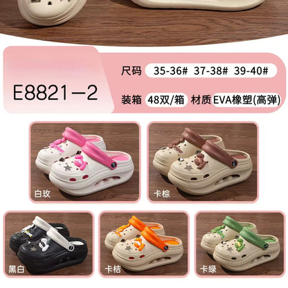 New summer thick bottom high elastic waterproof EVA clogs shoes comfortable sandals non-slip half slippers beach shoes