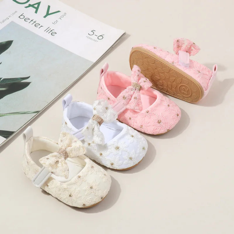 Baby Girl Shoes Cute Sweet Mary Janes Flats Infant First Walkers Spring Autumn Toddler Little Girls Wedding Party Princess Shoes
