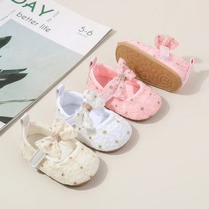 Baby Girl Shoes Cute Sweet Mary Janes Flats Infant First Walkers Spring Autumn Toddler Little Girls Wedding Party Princess Shoes