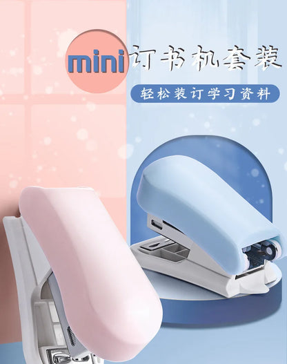 Cartoon Stapler Mini Stapler Set Cute Student Stationery Bookbinding Machine Test Paper Stapler School Gift Office Accessories