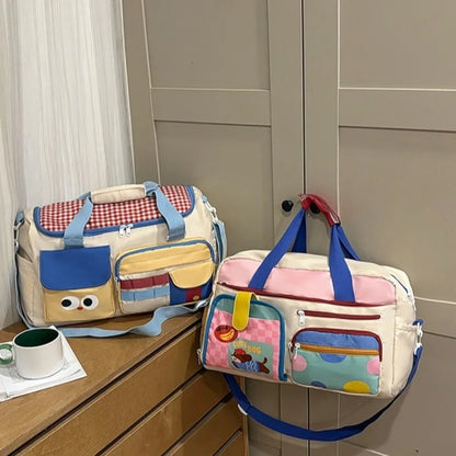Large Capacity Dopamine Travel Bag Multiple Pockets Dedicated Shoe Compartment Travel Duffle Bag Colorful Water-resistant